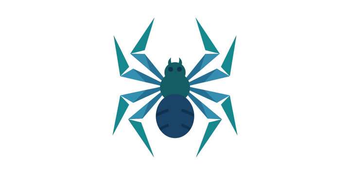 Geometric stylized spider vector icon illustration.