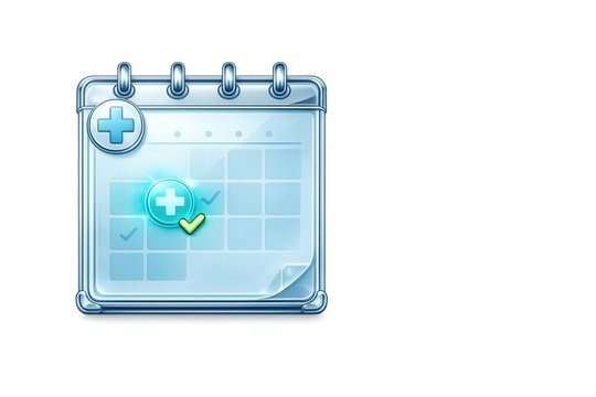 Blue Medical Calendar With Healthcare Appointment And Checkmark Symbol
