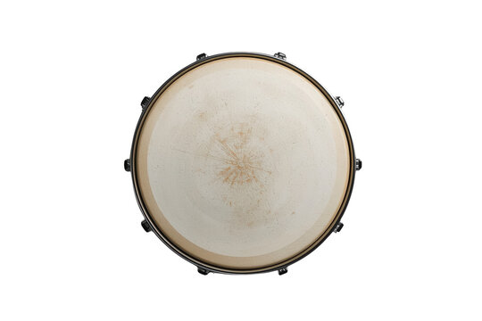 Top view of worn acoustic drum head