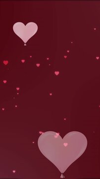 Animation of hearts floating over red background