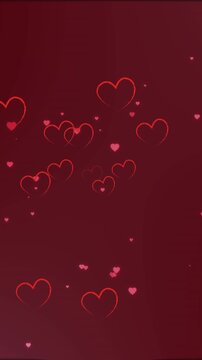 Animation of hearts floating over red background