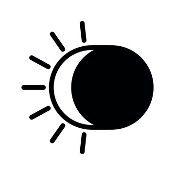 Solar eclipse icon representing celestial moon covering sun