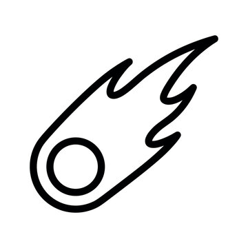 Falling meteor or comet icon for space and astronomy themes