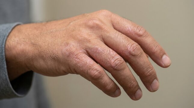 Close up of a senior man hand showing signs of aging and skin texture