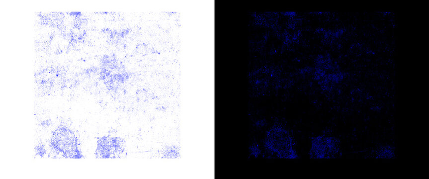 Abstract blue ink texture on white background. Gritty cobalt paint splatter pattern. Distressed indigo noise overlay for graphic design.