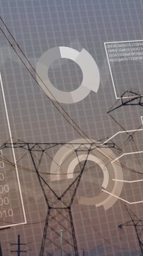 Animation of data processing over electricity pylons