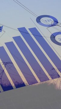 Animation of data processing over electricity pylons