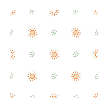 Seamless pattern of suns and dots