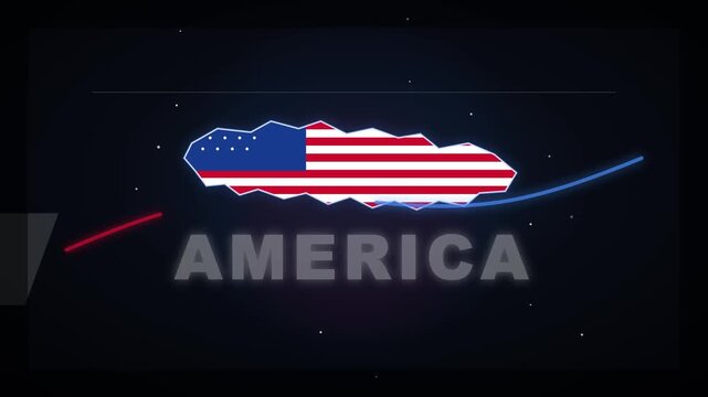 United States Map USA Flag Animated HUD UI Business Graphic Loop