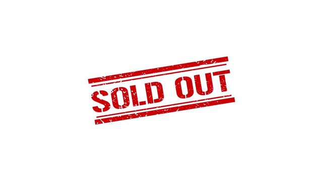 Sold out red rubber stamp effect animation on white background, for retail and, e-commerce grunge