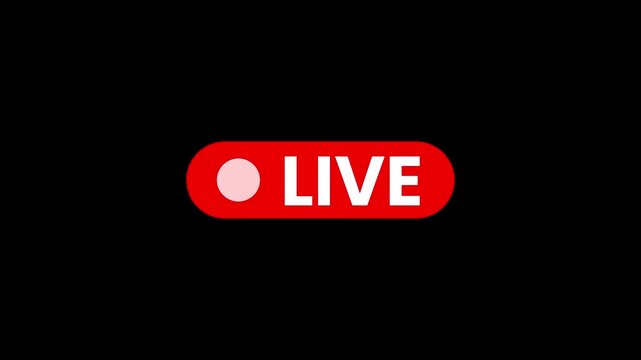 Live streaming broadcast animation with pulsing red indicator for social media