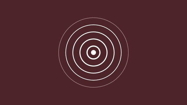 Minimalist animation of white concentric circles expanding on a dark maroon background