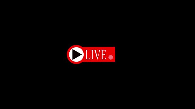 Red live streaming broadcast icon with play button on black background