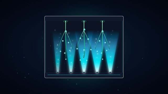 Abstract digital data visualization with glowing nodes and futuristic network connections