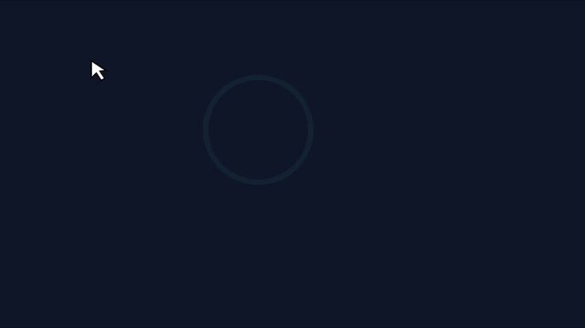 Minimalist loading spinner animation with mouse cursor interaction on dark 4k background
