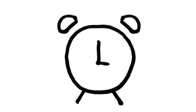 Alarm Clock Doodle &mdash; Hand Drawn Black Line Alarm Clock for Print and T-shirt Design