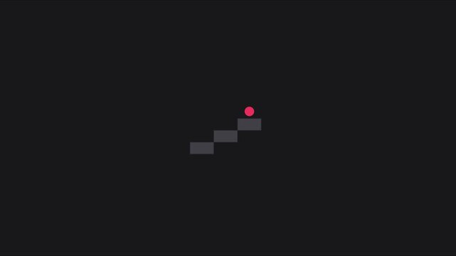 Minimalist red ball bouncing down grey stairs animation loop for modern motion and ui 4k