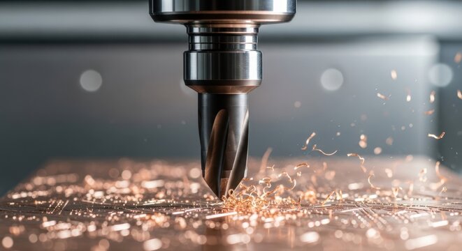Industrial cnc metal drilling machine cutting piece illustration