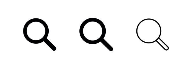 Plakat Magnifying glass search icon set for discovery, investigation, and focus, in various styles
