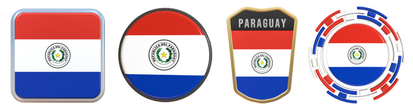 Paraguay Flag Emblem 3d Design Set Pack nice for independence day decoration