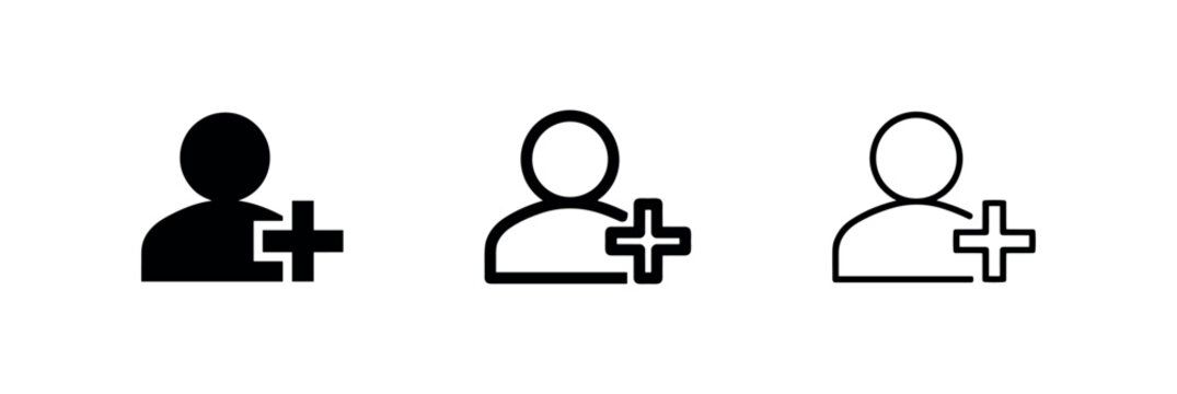 Add user icons showing profile with plus symbol