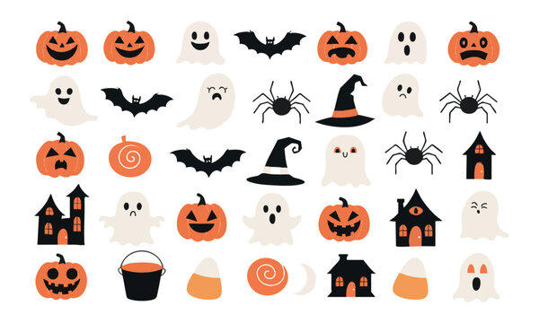 Halloween Party Spooky Character and Decoration Collection.