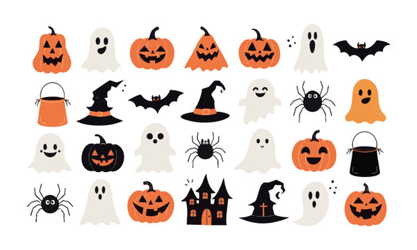Halloween Witch Hat Bat Spider and Candy Collection.