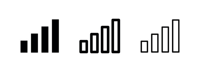 Obraz premium Signal Strength Indicator Icon Set, Wi-Fi and Mobile Network Bars