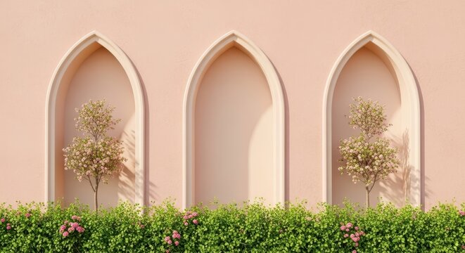 Pink architectural arches background