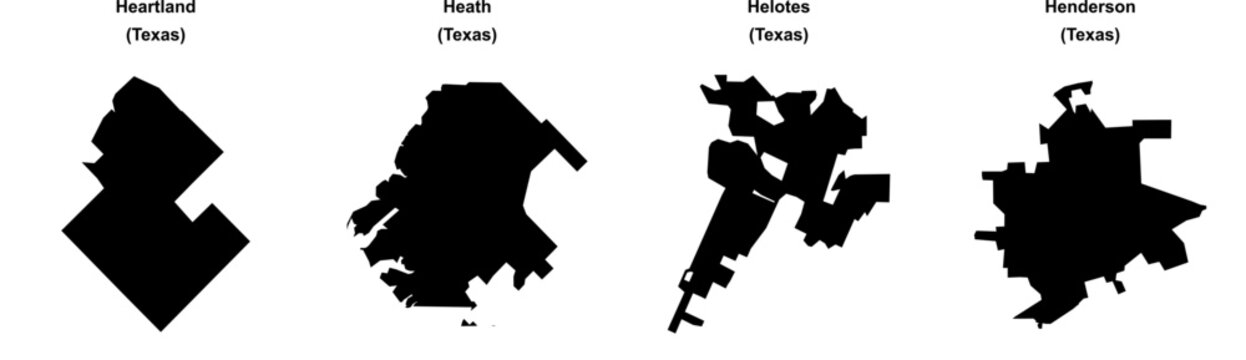 Heartland, Heath, Helotes, Henderson outline maps