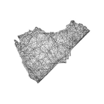 Sketch monochrome Mariposa County (California) outline map design