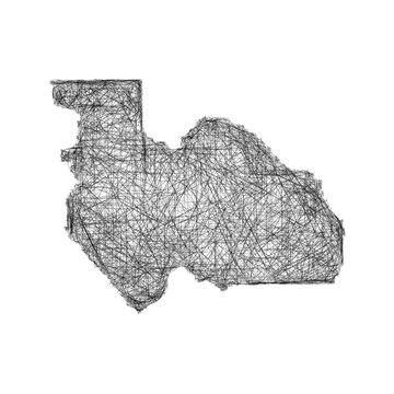 Black and white sketch Plumas County (California) outline map design