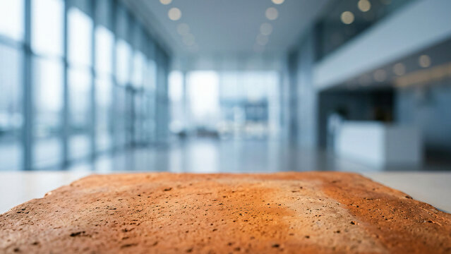 Polished Travertine Limestone Ledge on Luxury Hotel Rooftop Terrace Overlooking Urban Metropolis Lux