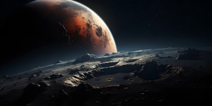 Hyperreal Planet Limb From Orbit With Warm Yellow Color Grade Planetary Science Fiction Scene Cinematic Space Background
