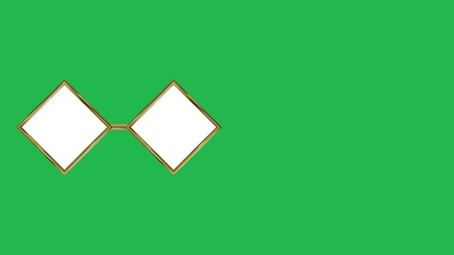Golden Rectangle Shape Infographic Animation with Four Step Sequence on Green Screen Background