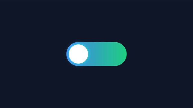 Interactive ui toggle switch animation: modern gradient on off button for mobile app and web interface 4k