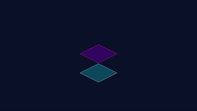 Minimalist abstract geometric animation with floating diamond shapes in neon colors for modern digital backgrounds and tech presentations 4k