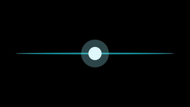 Minimalist loading spinner animation with glowing progress bar and pulsing center point for digital interface 4k