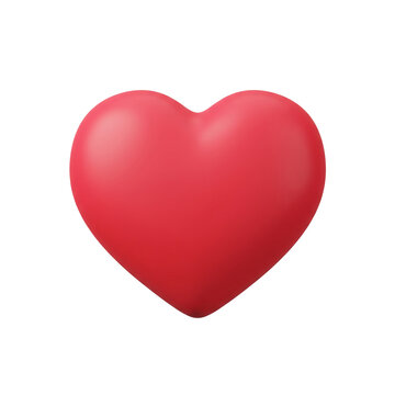 Vibrant glossy red heart shape icon illustration 3d render for love romance health life energy mobile user interface game asset