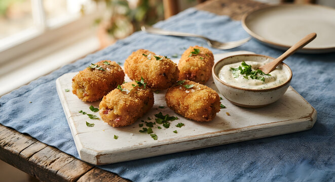 Crispy Fried Croquettes with Dipping Sauce