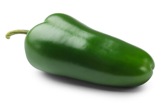 One green jalapeno pepper isolated on white