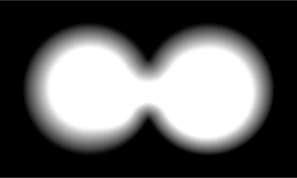 Vintage binocular viewfinder frame with circular blurred vignette and empty black and white cinematic film on transparent background