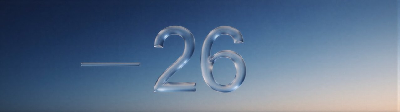 calm blue gradient background with glassy minus twenty six sign