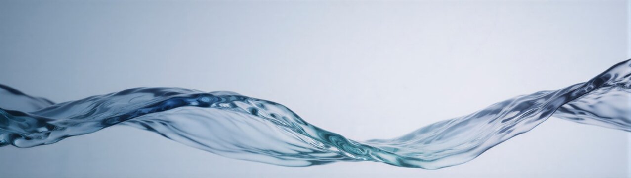 Minimal serene blue aqua wave across pale negative space suitable for presentations