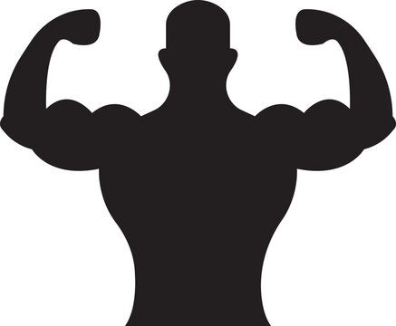 Front Double Biceps Bodybuilding and Muscle Flex Icon Black Fill Vector for Gym and Fitness Designs Isolated on transparent background