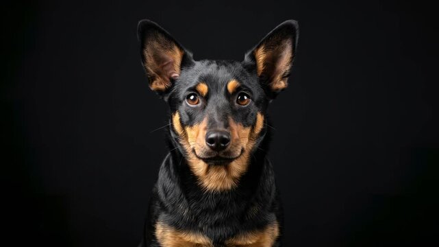 lancashire heeler dog close up isolated on black background beautiful studio portrait in england video