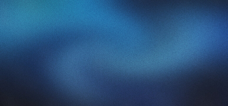 Grainy blue gradient background with retro film noise texture, abstract dark navy blur wallpaper for digital art, moody atmospheric light leak effect for cinematic graphic design projects.