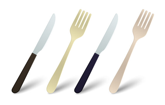 Elegant cutlery and forks on transparent background