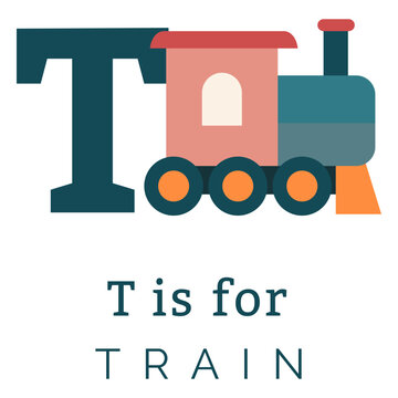 Letter t train alphabet