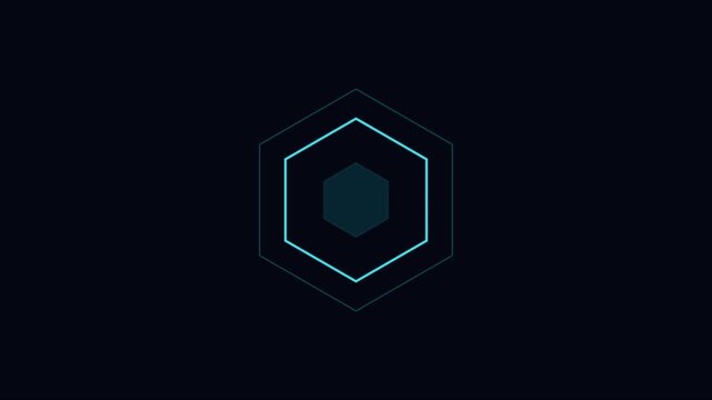 Abstract neon hexagon geometric motion animation 4k background, with pulsing digital, lines